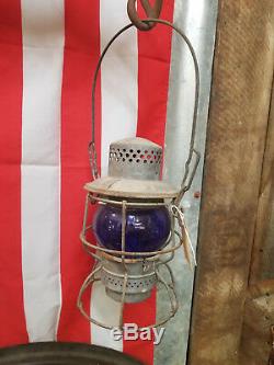 #1 Vintage Adlake KERO Signal Blue Railroad Lantern