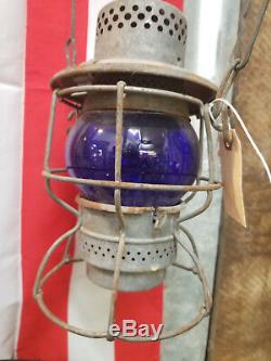 #1 Vintage Adlake KERO Signal Blue Railroad Lantern