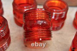 12 ruby red No 40 Embury glass globe lantern traffic railroad lamp NOS vintage
