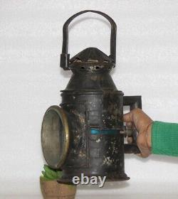 1850's Vintage Iron Railways Lanterns. Old India Kerosene Lighting Decor Lamps