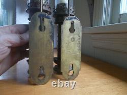1880s MATCHING PAIR OF BRASS P. L. M FRENCH RAILROAD CAR CANDLE LAMPS ALL ORIGINAL