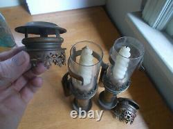 1880s MATCHING PAIR OF BRASS P. L. M FRENCH RAILROAD CAR CANDLE LAMPS ALL ORIGINAL