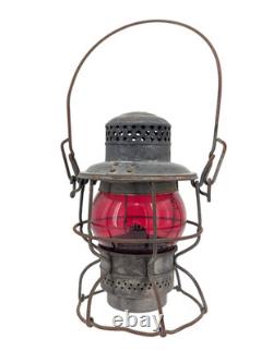 1890s Early Antique C&O Railroad Lantern with Acid Etched Red Globe