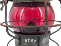1890s Early Antique C&O Railroad Lantern with Acid Etched Red Globe