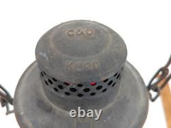 1890s Early Antique C&O Railroad Lantern with Acid Etched Red Globe