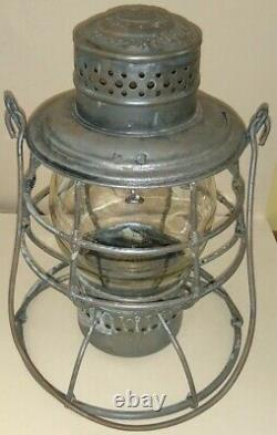 1895 Burlington Route Railroad Lantern with Tall Clear Embossed Globe