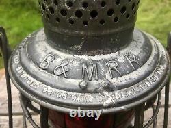 1897 B&M Boston & Maine Railroad Lantern Red Corning Embossed Globe