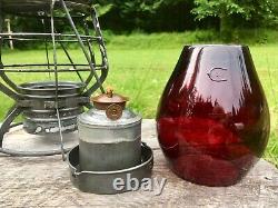 1897 B&M Boston & Maine Railroad Lantern Red Corning Embossed Globe