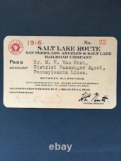 1897 RED SLR LANTERN & 1916 PASS (San Pedro, Los Angeles & Salt Lake Railroad)