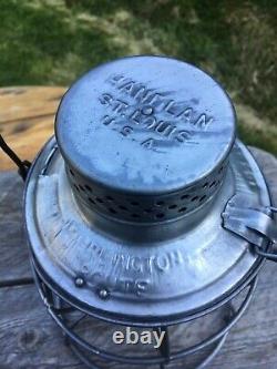 1902-1910 era BR Burlington Route Railroad Lantern Tall Acid Etched 1902 Globe