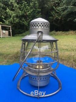 1913 N&W Norfolk & Western Railroad Lantern Armspear Clear Cast Corning Globe