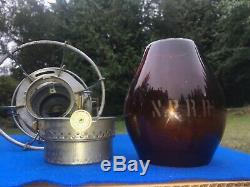 1913 NP Ry Northern Pacific Railroad Lantern Armspear Amber Acid Etched Globe Ra