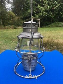 1913 WMRy Western Maryland Railroad Lantern A&W Reliable Clear Etched Ext. Base