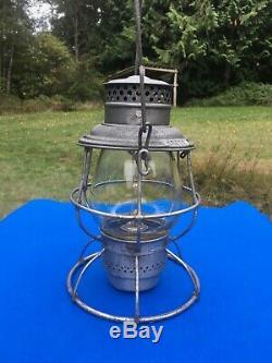 1913 WMRy Western Maryland Railroad Lantern A&W Reliable Clear Etched Ext. Base