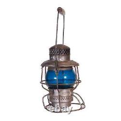 1920's Adlake Piper Canadian Pacific Railway Lantern with Blue Green Glass Lens