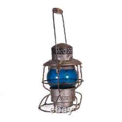 1920's Adlake Piper Canadian Pacific Railway Lantern with Blue Green Glass Lens