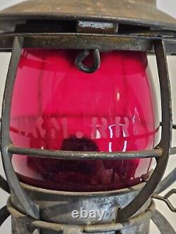 1920s B&M R. R. (Boston and Maine Railroad) DRESSEL RED GLOBE Railroad RR Lantern