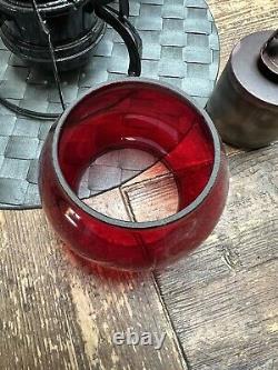 1925 Rare Armspear Mfg L. I. R. R. Long Island Railroad Red Glass Lantern-restored