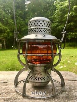 1926 GNRy Great Northern Railroad Lantern with KOPP Amber Etched Globe