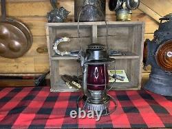 1938 Dietz Vesta Railroad Lantern with Red Etched Globe-Leak Tested