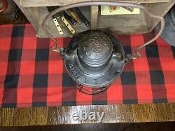 1938 Dietz Vesta Railroad Lantern with Red Etched Globe-Leak Tested
