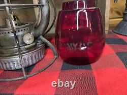 1938 Dietz Vesta Railroad Lantern with Red Etched Globe-Leak Tested