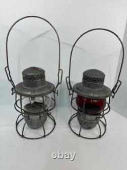 (2) Antique Adlake Kero Railroad Lanterns. One is clear and other is red globe