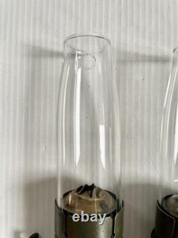 2 Antique Brass Candle Lanterns Railroad Car Train Wall Sconces with Chimneys