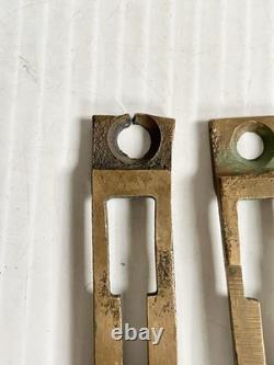 2 Antique Brass Candle Lanterns Railroad Car Train Wall Sconces with Chimneys