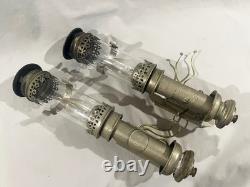 2 Antique POYARD PLM RAILROAD LANTERNS PLATED BRASS WIRED