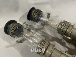 2 Antique POYARD PLM RAILROAD LANTERNS PLATED BRASS WIRED