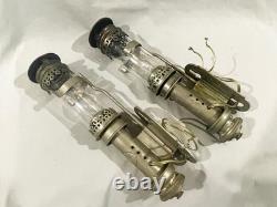 2 Antique POYARD PLM RAILROAD LANTERNS PLATED BRASS WIRED