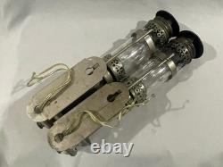 2 Antique POYARD PLM RAILROAD LANTERNS PLATED BRASS WIRED
