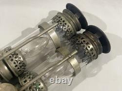 2 Antique POYARD PLM RAILROAD LANTERNS PLATED BRASS WIRED