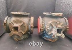 2 Antique RR Adlake Lamp Lantern 4 Way Railroad Switch Signal Train Light