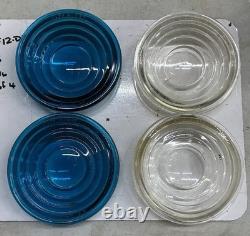 2 Green 2 Clear LOT Vintage RAILROAD LANTERN LENS Switch Lamp RR Light Fresnel