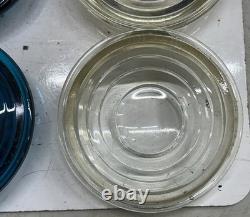 2 Green 2 Clear LOT Vintage RAILROAD LANTERN LENS Switch Lamp RR Light Fresnel