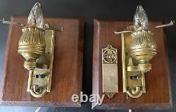 (2) RARE ANTIQUE SANTA FE RAILROAD SLEEPER PASSENGER CAR CAST WALL SCONCES plus