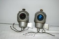 2 VINTAGE PYLE 4 SIDED RAILROAD TRAIN CABOOSE LIGHTS Red/Blue
