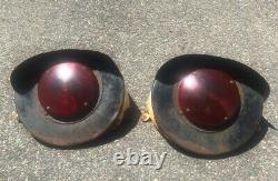 2 Vintage 13 Railroad Train Crossing Signal Lights 7 Red Lenses Rare