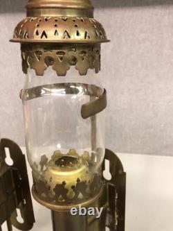 2-Vintage Carriage Brass & Glass Candle Lanterns Railroad Car Train Wall Sconces