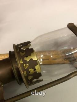 2-Vintage Carriage Brass & Glass Candle Lanterns Railroad Car Train Wall Sconces