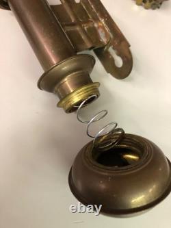 2-Vintage Carriage Brass & Glass Candle Lanterns Railroad Car Train Wall Sconces