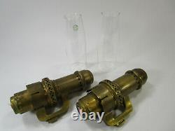 2 Vintage Railroad Brass Candle Holders Lantern Lamp Light Sconces Safety co