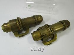 2 Vintage Railroad Brass Candle Holders Lantern Lamp Light Sconces Safety co