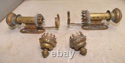 2 antique railroad car kerosene wall lamp light brass collectible vintage lot