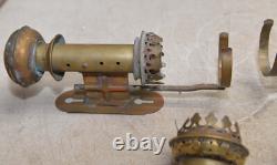 2 antique railroad car kerosene wall lamp light brass collectible vintage lot