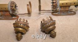 2 antique railroad car kerosene wall lamp light brass collectible vintage lot