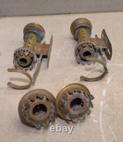 2 antique railroad car kerosene wall lamp light brass collectible vintage lot