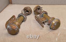 2 antique railroad car kerosene wall lamp light brass collectible vintage lot